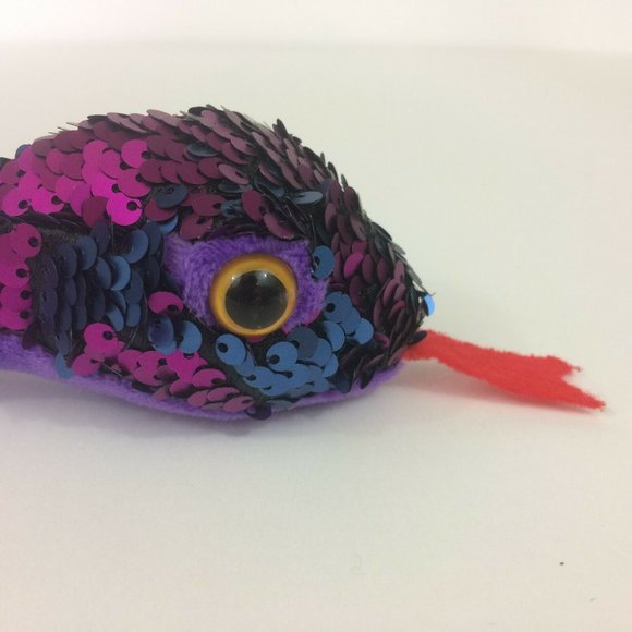 Fiesta Reversible Flip Sequin Snake Plush 24" Purple Blue Stuffed Animal Toy - Picture 3 of 10